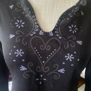 Embroidered Black Top